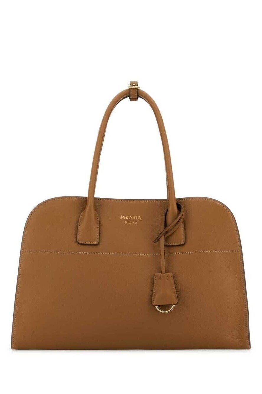 Prada Vitello Daino Leather 2Way Tote Bag Brown